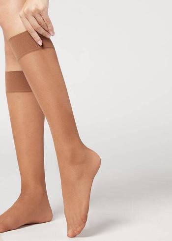 Calzedonia 20 Denier Comfort Cuff Knee-Highs Long Sokken Dames Beige | BE2223HK