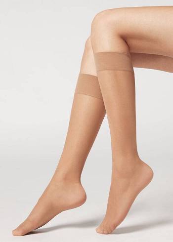 Calzedonia 20 Denier Comfort Cuff Knee-Highs Long Sokken Dames Bruin | BE2227ZG