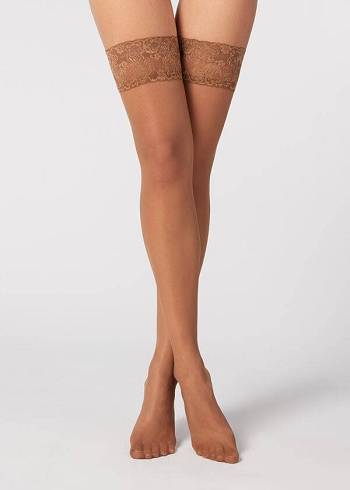 Calzedonia 20 Denier Sheer Thigh-Highs Kousen Dames Bruin | BE1247WY