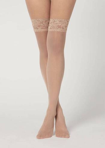 Calzedonia 20 Denier Sheer Thigh-Highs Kousen Dames Beige | BE1251YU