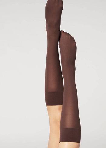 Calzedonia 30 Denier Semi Opaque Microfiber Knee-Highs Long Sokken Dames Koffie | BE2232NB