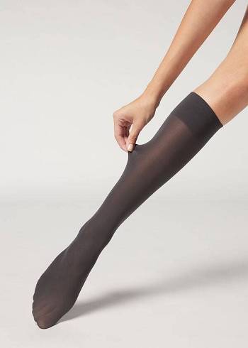 Calzedonia 30 Denier Semi Opaque Microfiber Knee-Highs Long Sokken Dames Grijs | BE2234QZ