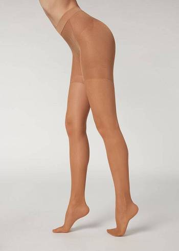 Calzedonia 30 Denier Total Shaper Sheer Hardloopbroek Dames Beige Bruin | BE1189CE