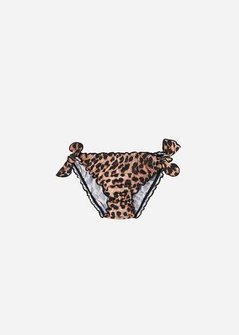 Calzedonia Animal Print Bottom Bilbao Badpakken Kinderen Zwart Bruin | BE3019LH