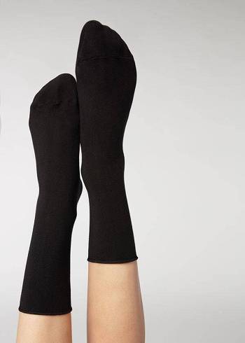 Calzedonia Ankle with Cashmere Kort Sokken Dames Zwart | BE2345UT