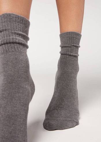 Calzedonia Cashmere Sport Kort Sokken Dames Grijs | BE2360KI