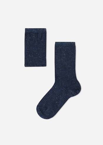 Calzedonia Cashmere and Glitter Kort Sokken Kinderen Blauw | BE3088XF