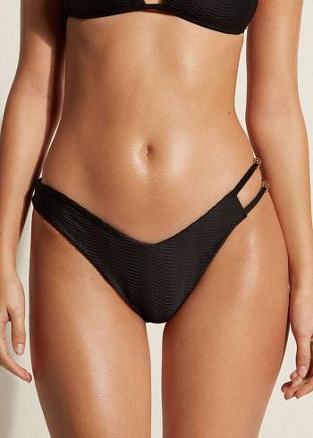 Calzedonia Chevron High-Cut Brazilian Casablanca Bikinibroekjes Dames Zwart | BE1352EX