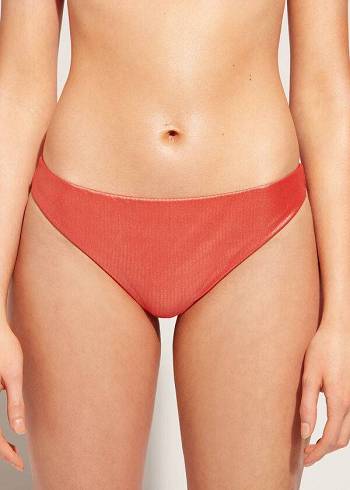 Calzedonia Coated-Effect Antigua Bikinibroekjes Dames Koraal Oranje | BE1362DN