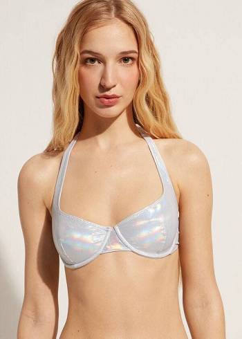 Calzedonia Coated-Effect Balconette Daytona Bikinitopjes Dames Zilver | BE1699SO