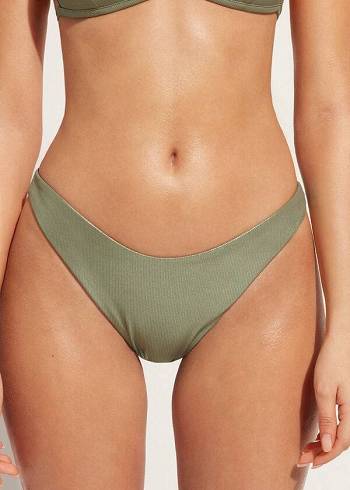 Calzedonia Coated-Effect High-Cut Brazilian Antigua Bikinibroekjes Dames Groen | BE1363FM