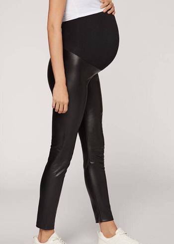 Calzedonia Coated Thermal Maternity Leggings Dames Zwart | BE2630OR