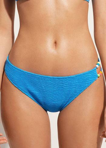 Calzedonia Crinkled San Diego Bikinibroekjes Dames Blauw | BE1375MA