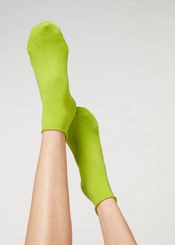 Calzedonia Cuffless Kort in Katoenen Sokken Dames Groen | BE2393AP