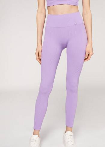 Calzedonia Fine Geribbeld Seamless Sport Leggings Dames Paars | BE2650UT