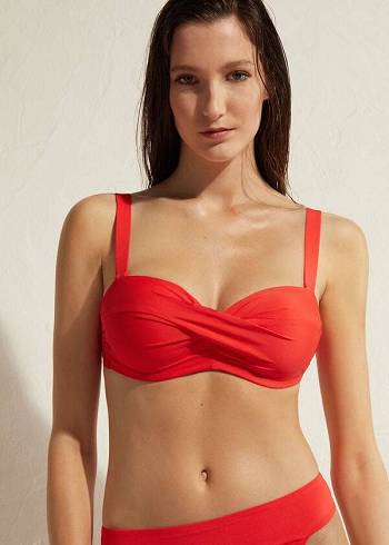 Calzedonia Gewatteerd Bandeau Indonesia Bikinitopjes Dames Rood | BE1791MA