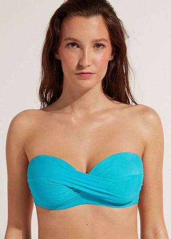 Calzedonia Gewatteerd Bandeau Indonesia Strapless Bikinitopjes Dames Turquoise | BE1811ZG