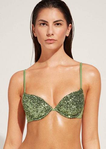 Calzedonia Gewatteerd Push-Up Cannes rosa Bikinitopjes Dames Groen | BE1842NB