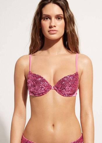 Calzedonia Gewatteerd Push-Up Cannes rosa Bikinitopjes Dames Roze | BE1844QZ