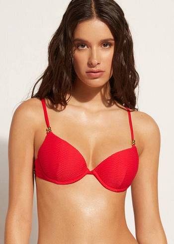 Calzedonia Gewatteerd Push-Up Casablanca Bikinitopjes Dames Rood | BE1847RW