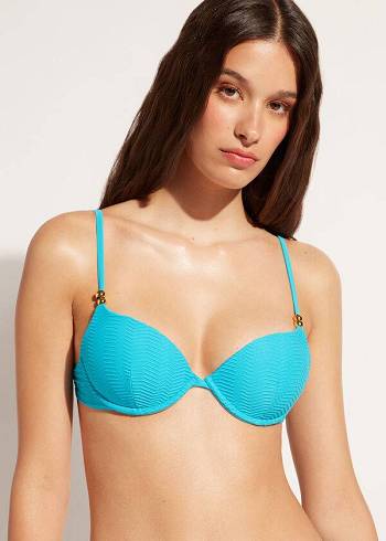 Calzedonia Gewatteerd Push-Up Casablanca Bikinitopjes Dames Turquoise | BE1849YU