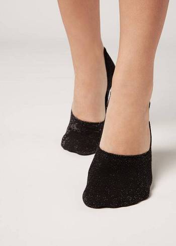 Calzedonia Glitter Katoenen Invisible Sokken Dames Zwart | BE2208QZ