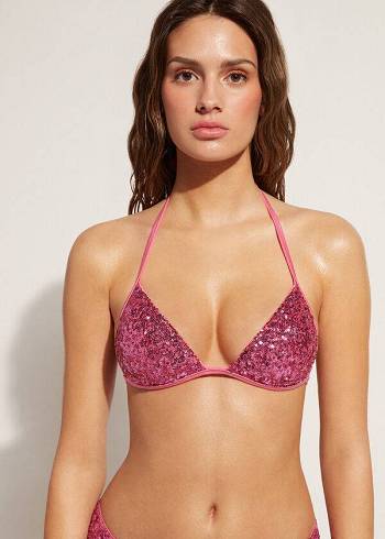 Calzedonia Graduated Gewatteerd Triangle Cannes Bikinitopjes Dames Roze | BE1734XF