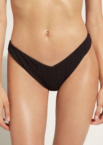 Calzedonia High-Cut Brazilian Mykonos Bikinibroekjes Dames Zwart | BE1448XF