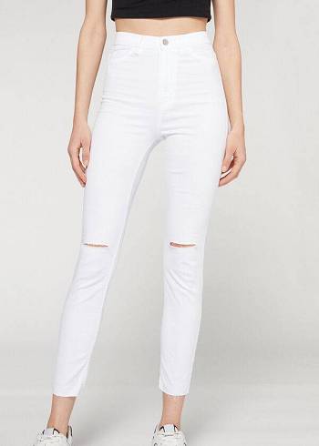 Calzedonia High-Taille Mager Jeans Dames Wit | BE2602PQ