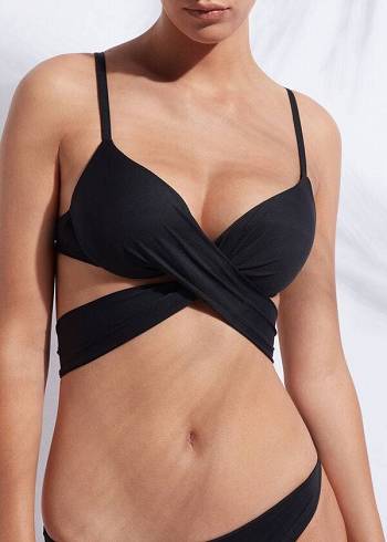 Calzedonia Indonesia Push Up Criss-Cross Straps Bikinitopjes Dames Zwart | BE1774OR