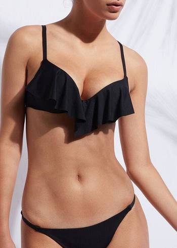 Calzedonia Indonesia Ultra Push Up Ruffle Bikinitopjes Dames Zwart | BE1776AP