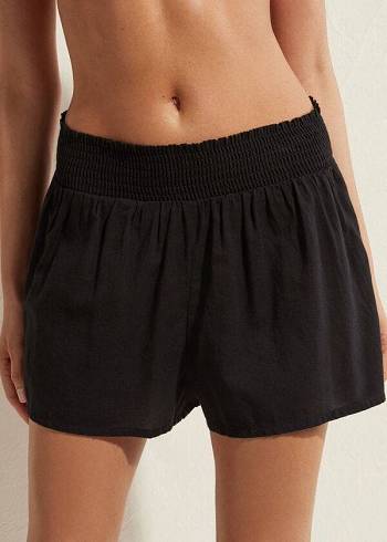 Calzedonia Katoenen Shorts Cover-ups Dames Zwart | BE2125CE