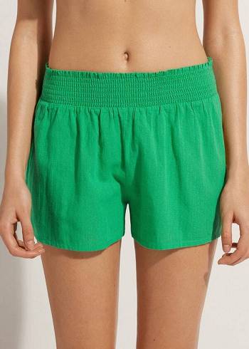 Calzedonia Katoenen Shorts Cover-ups Dames Groen | BE2126VD