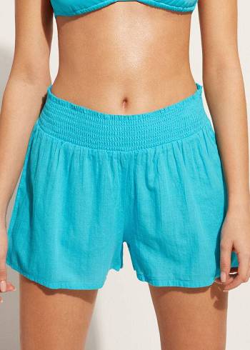 Calzedonia Katoenen Shorts Cover-ups Dames Turquoise Groen | BE2127BC