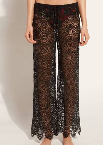 Calzedonia Long Crochet Pants Cover-ups Dames Zwart | BE2133RW