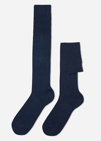 Calzedonia Long with Cashmere Sokken Heren Donkerblauw | BE2786DN