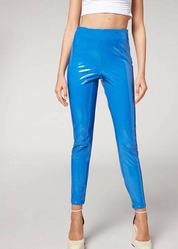 Calzedonia Mager in Thermal Vinyl Broek Dames Blauw | BE2738HK