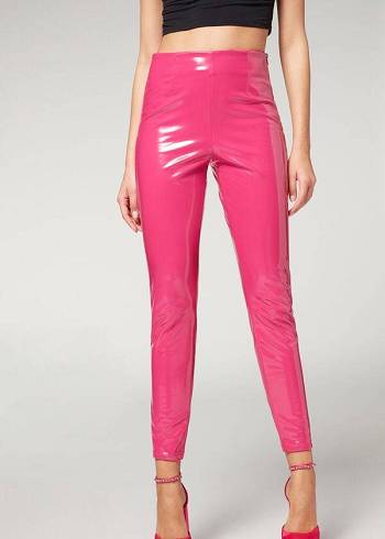 Calzedonia Mager in Thermal Vinyl Broek Dames Roze | BE2739GL