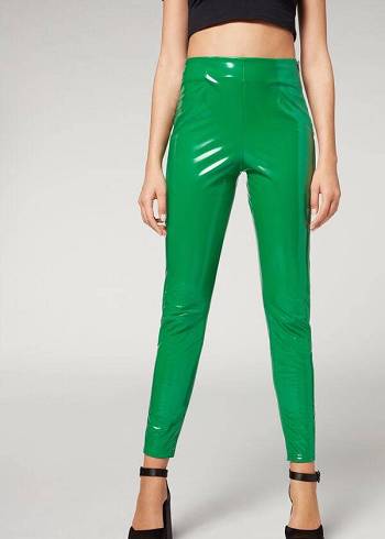 Calzedonia Mager in Thermal Vinyl Leggings Dames Groen | BE2687CE