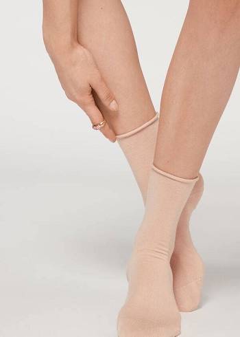 Calzedonia Non-Elastic Katoenen Ankle Kort Sokken Dames Beige | BE2460CE