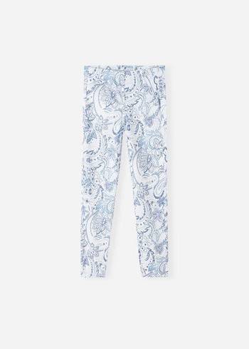 Calzedonia Paisley-Print Denim Leggings Kinderen Wit Blauw | BE3136MA