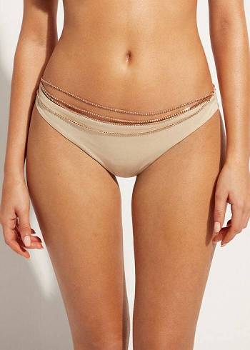 Calzedonia Rhinestone Brazilian Luxor Bikinibroekjes Dames Goud | BE1515PQ