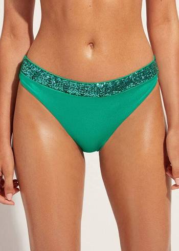 Calzedonia Sequined Cannes Bikinibroekjes Dames Groen | BE1536TV