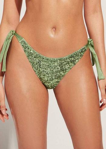 Calzedonia Sequined Side-Tie Cannes Bikinibroekjes Dames Groen | BE1548JJ