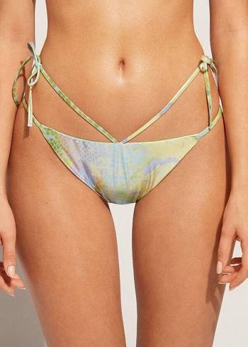 Calzedonia Snake-Pattern Brazilian String Las Palmas Bikinibroekjes Dames Groen | BE1574JJ