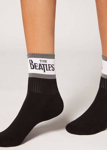 Calzedonia The Beatles Logo Kort Sokken Dames Zwart | BE2550PQ