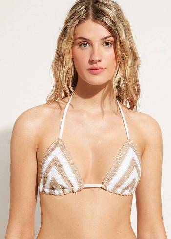 Calzedonia Triangle String Mumbai Bikinitopjes Dames Wit Beige | BE2054EX