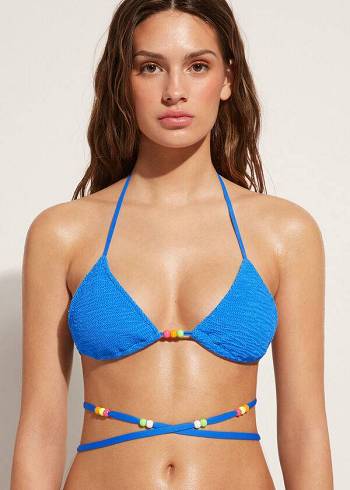 Calzedonia Triangle String Tie San Diego Bikinitopjes Dames Blauw | BE2063SO