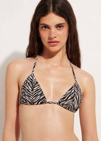 Calzedonia Triangle String Zebra Nairobi Bikinitopjes Dames Zwart | BE2065FM