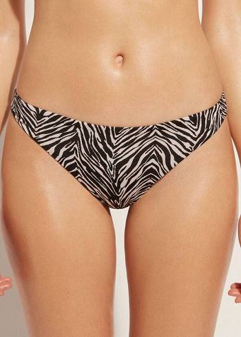 Calzedonia Zebra Nairobi Bikinibroekjes Dames Zwart | BE1661MA